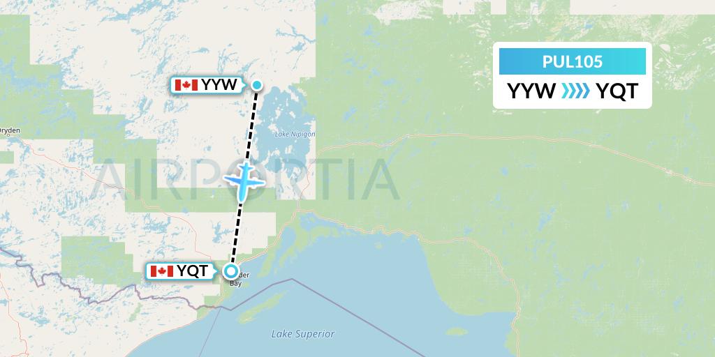 PUL105 Ornge Air Flight Map: Armstrong to Thunder Bay