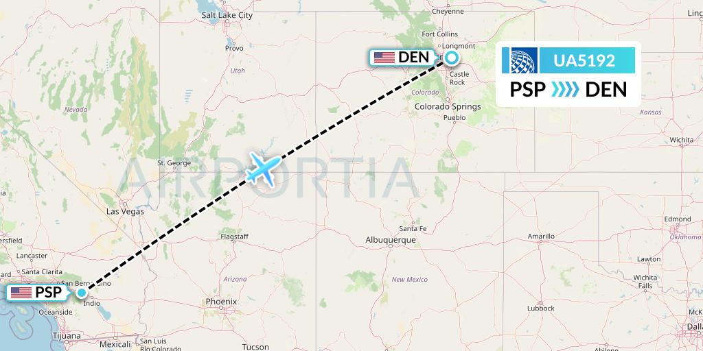 UA5192 United Airlines Flight Map: Palm Springs to Denver