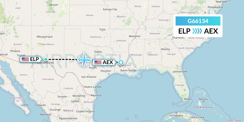 G66134 Fly Arna Flight Map: El Paso to Alexandria