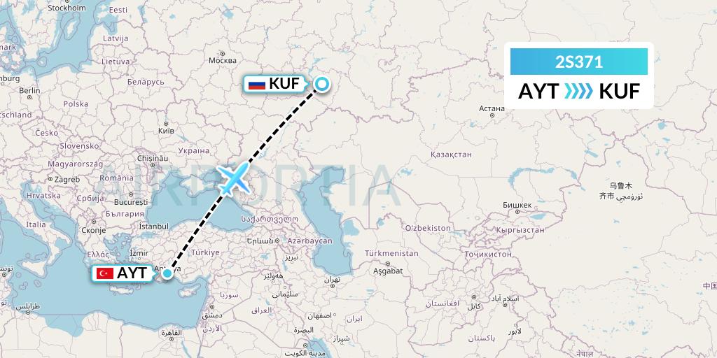 2S371 Star Equatorial AL Flight Map: Antalya to Samara