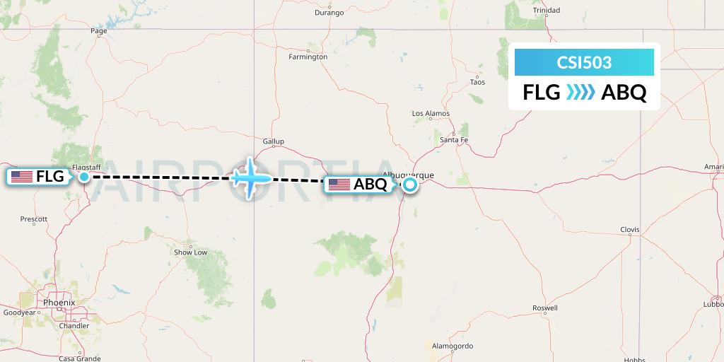 CSI503 Csi Aviation Flight Map: Flagstaff to Albuquerque