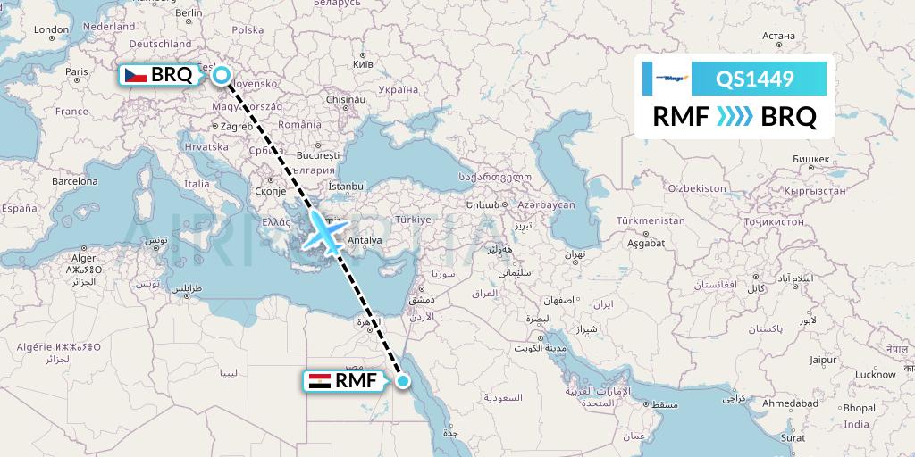 QS1449 Smartwings Flight Map: Marsa Alam to Brno