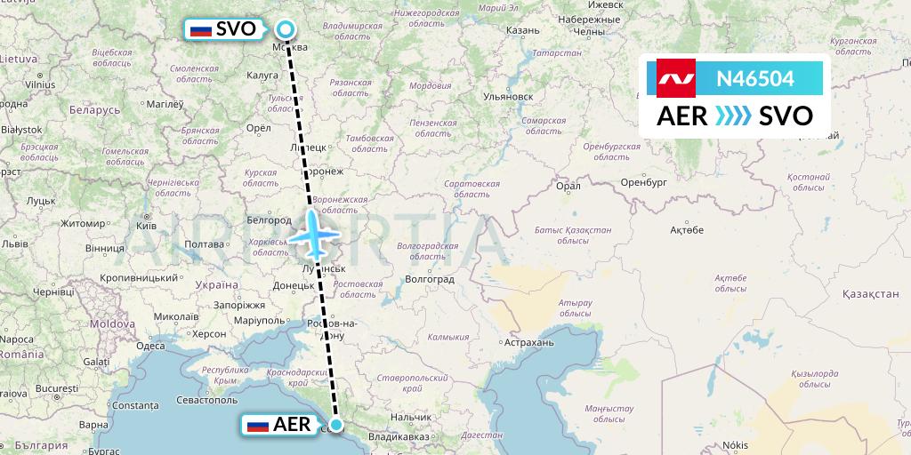 N46504 Nordwind Airlines Flight Map: Sochi to Moscow