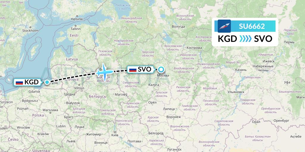 SU6662 Aeroflot Flight Map: Kaliningrad to Moscow