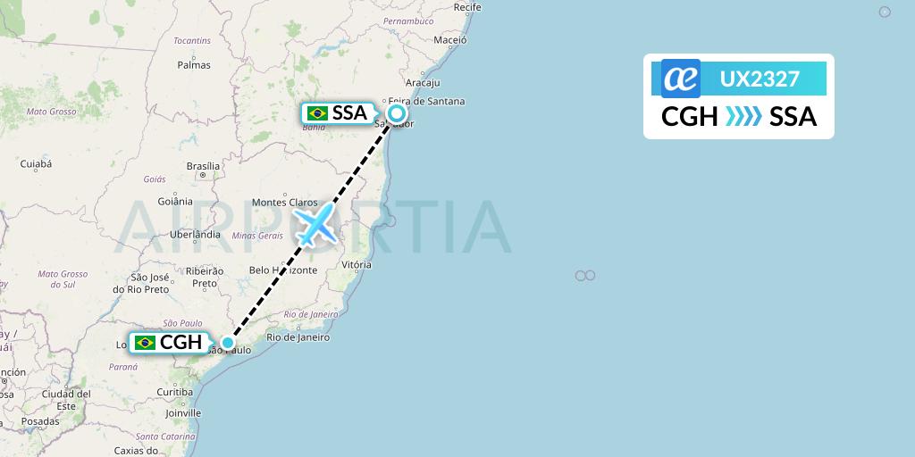 UX2327 Air Europa Flight Map: Sao Paulo to Salvador