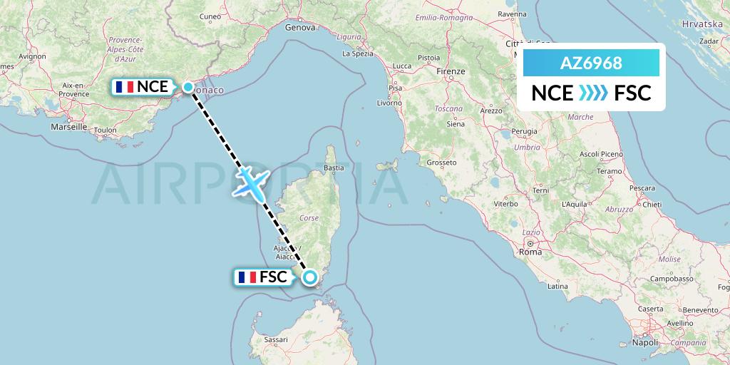 AZ6968 ITA Airways Flight Map: Nice to Figari