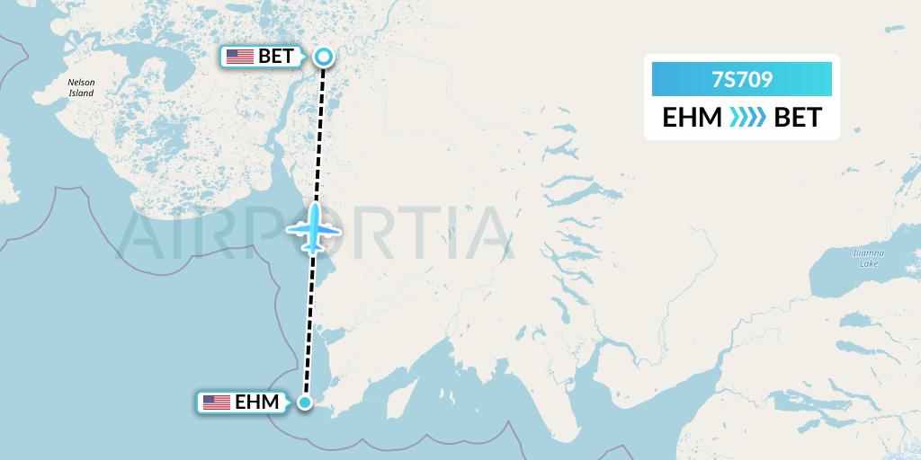 7S709 Ryan Air (USA) Flight Map: Cape Newenham to Bethel