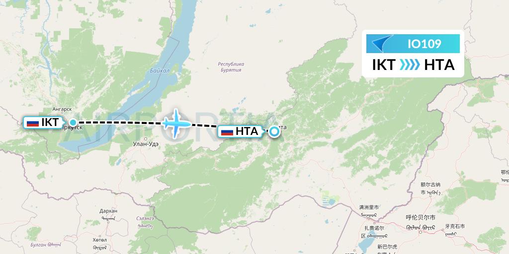 IO109 IrAero Flight Map: Irkutsk to Chita