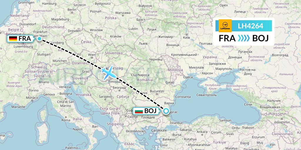 LH4264 Lufthansa Flight Map: Frankfurt to Burgas