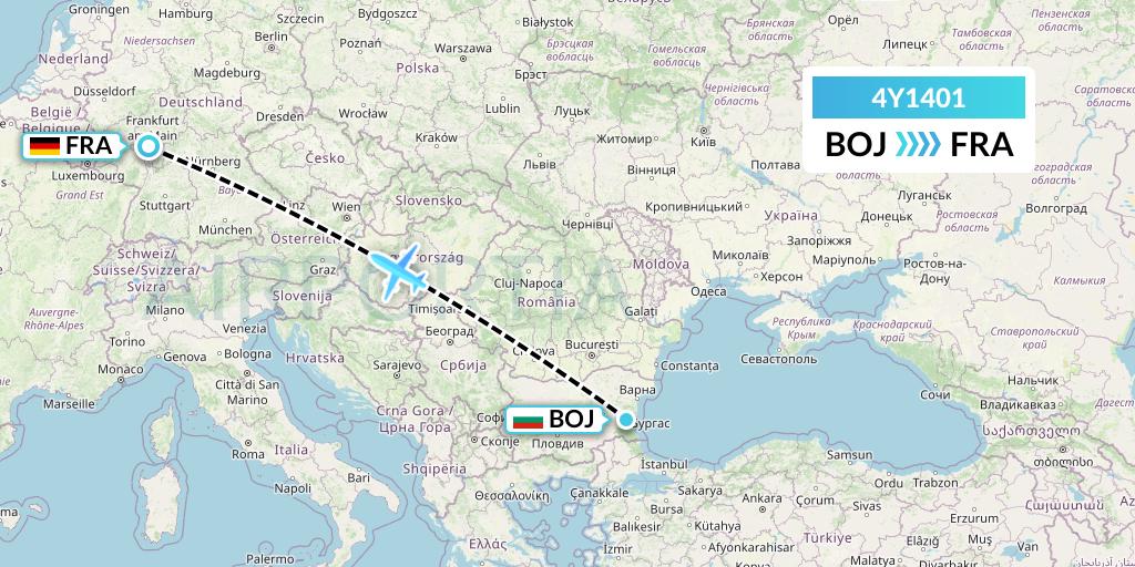 4Y1401 Eurowings Discover Flight Map: Burgas to Frankfurt