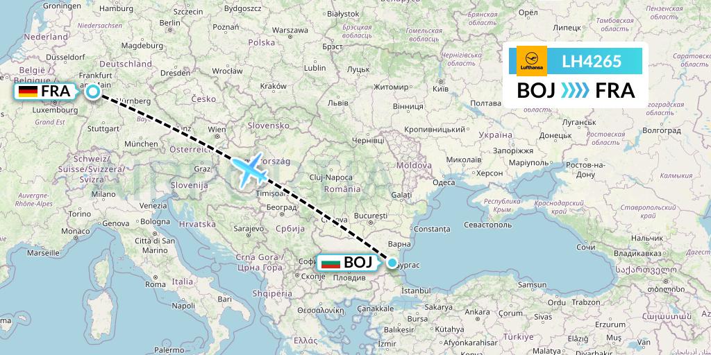 LH4265 Lufthansa Flight Map: Burgas to Frankfurt