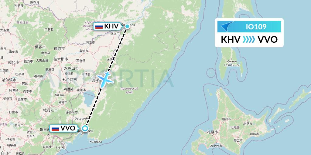 IO109 IrAero Flight Map: Khabarovsk to Vladivostok
