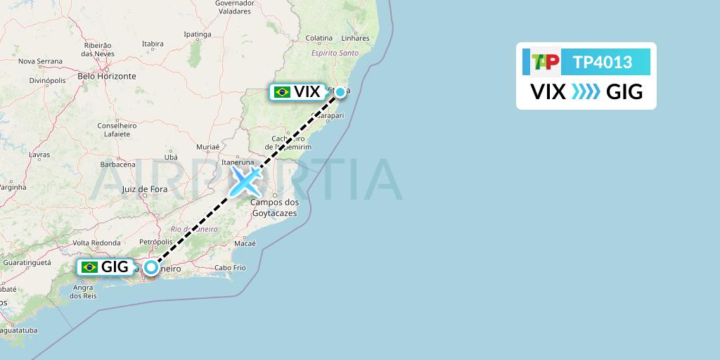 TP4013 TAP Portugal Flight Map: Vitoria to Rio de Janeiro