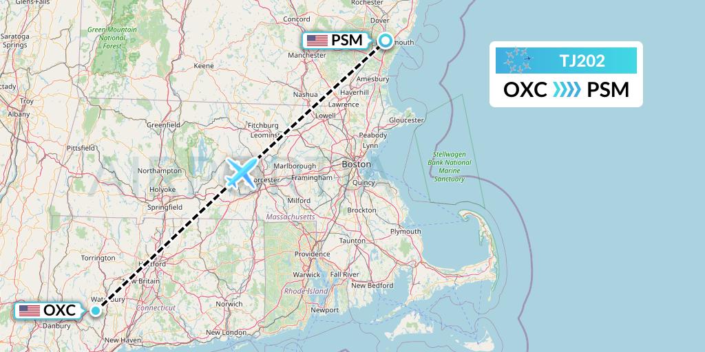 TJ202 Tradewind Aviation Flight Map: Oxford to Portsmouth