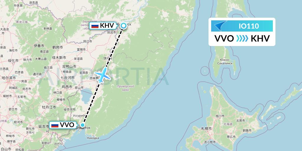 IO110 IrAero Flight Map: Vladivostok to Khabarovsk