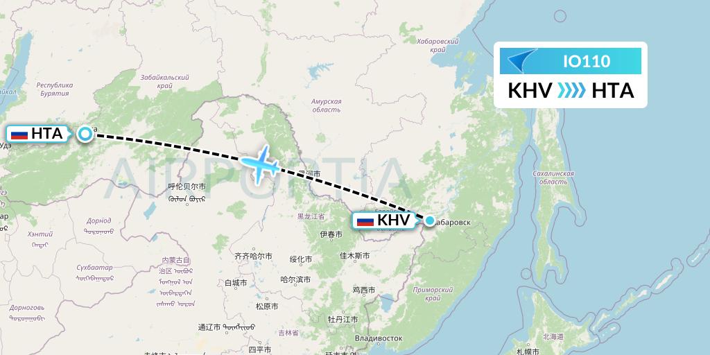 IO110 IrAero Flight Map: Khabarovsk to Chita