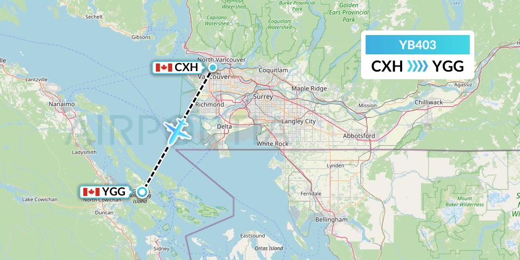 YB403 Harbour Air Seaplanes Flight Map: Vancouver to Ganges Harbor