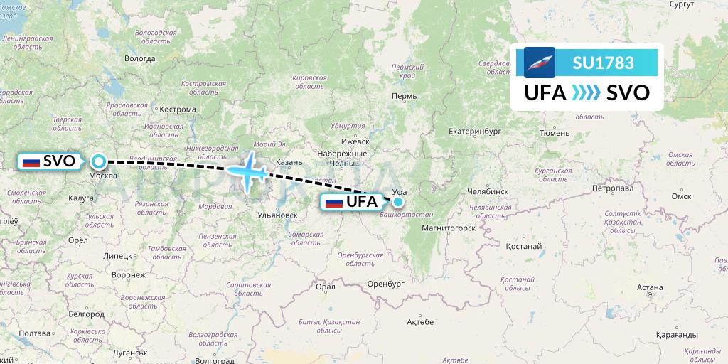 SU1783 Aeroflot Flight Map: Ufa to Moscow