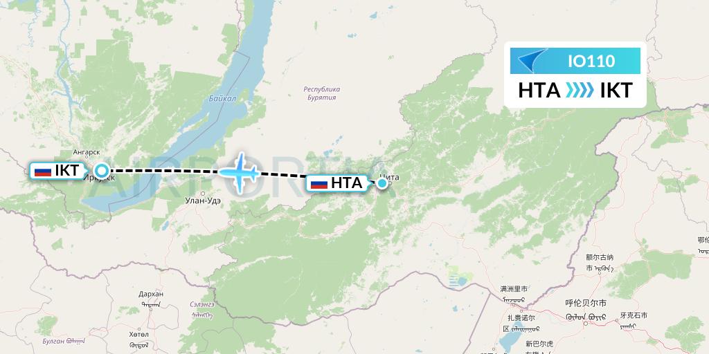 IO110 IrAero Flight Map: Chita to Irkutsk