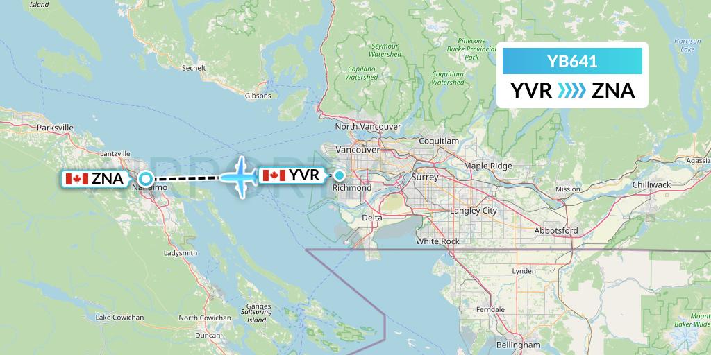 YB641 Harbour Air Seaplanes Flight Map: Vancouver to Nanaimo