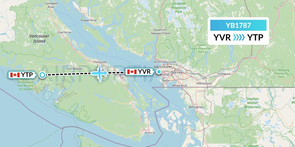 YB1787 Harbour Air Seaplanes Flight Map: Vancouver to Tofino