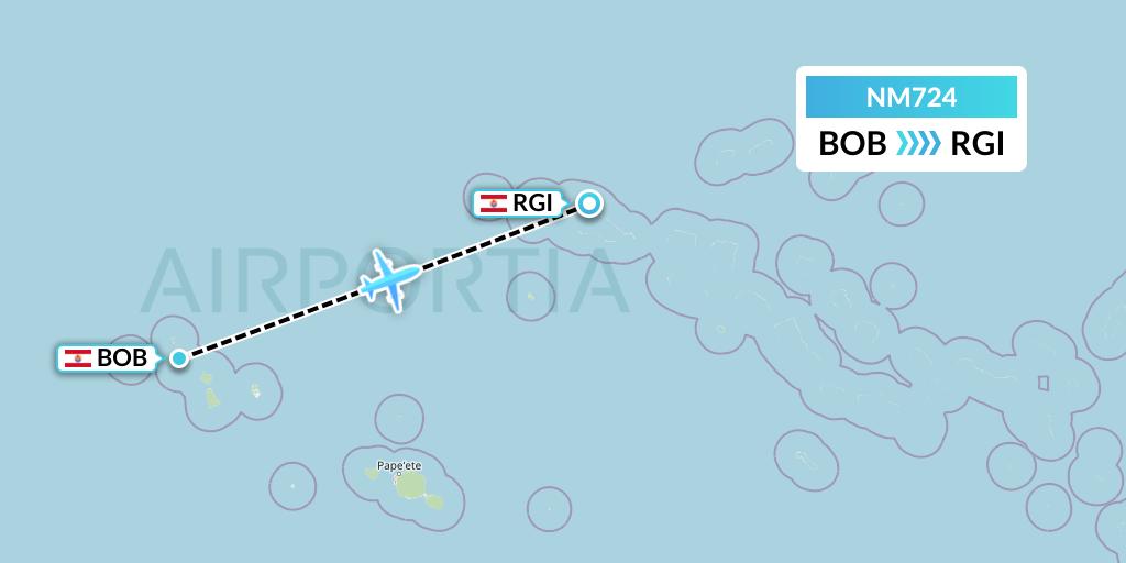 NM724 Air Moana Flight Map: Bora Bora to Rangiroa
