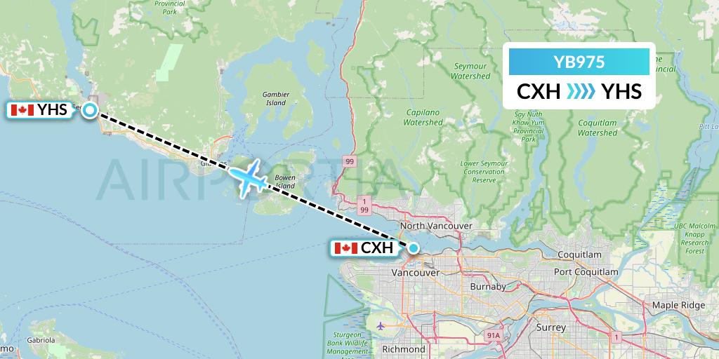 YB975 Flight Status Harbour Air Seaplanes Vancouver to Sechelt (000975)