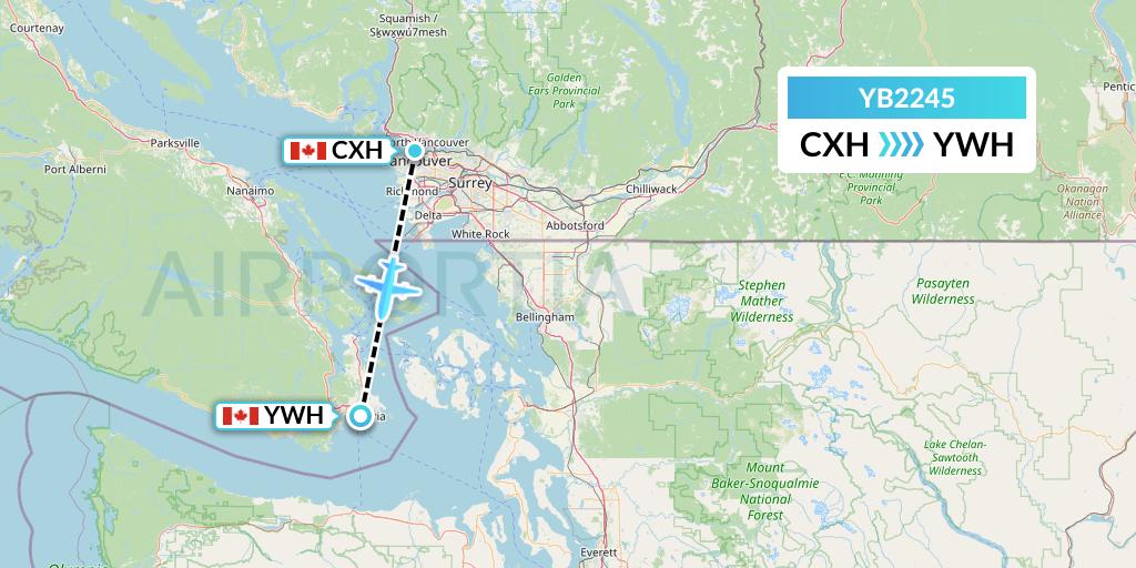 YB2245 Harbour Air Seaplanes Flight Map: Vancouver to Victoria