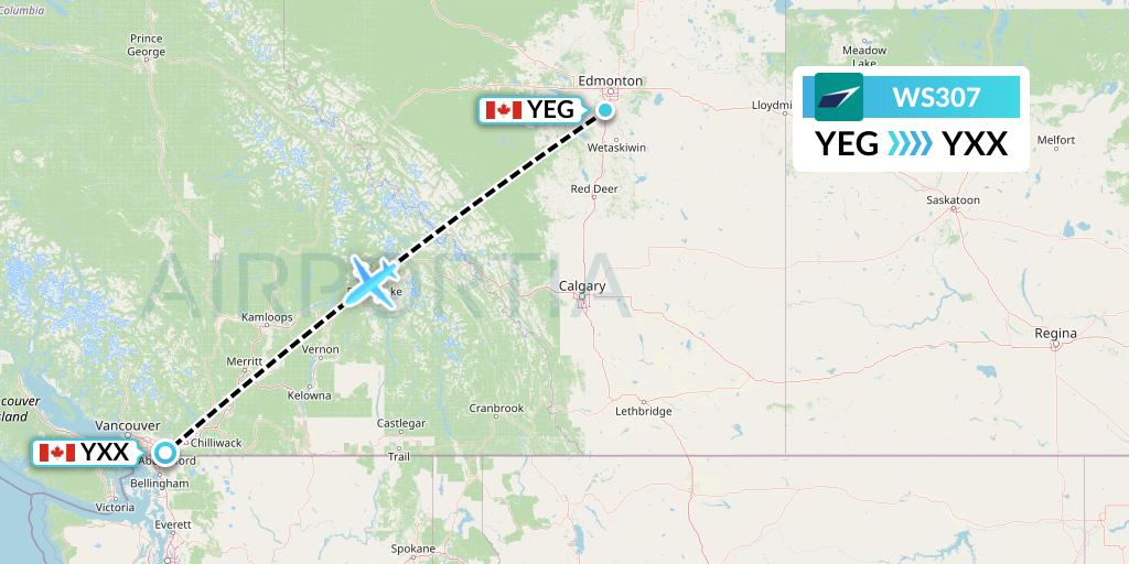 WS307 Flight Status WestJet Edmonton to Abbotsford (WJA307)
