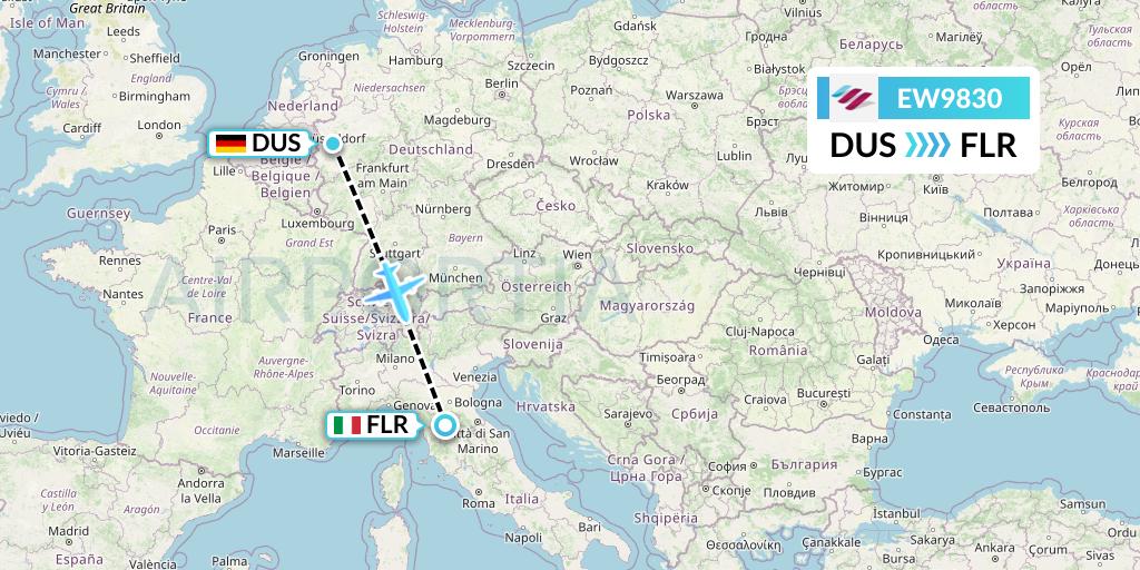 EW9830 Eurowings Flight Map: Dusseldorf to Florence