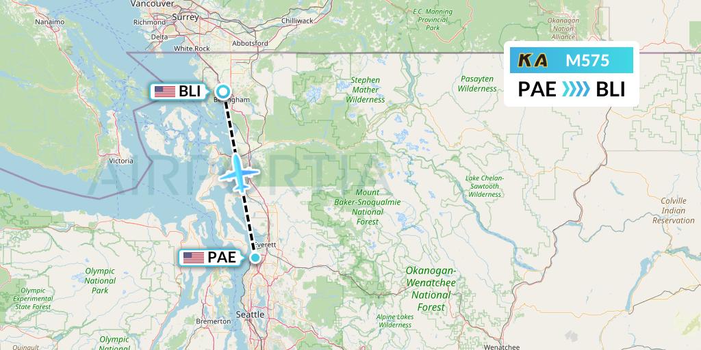 M575 Kenmore Air Flight Map: Everett to Bellingham