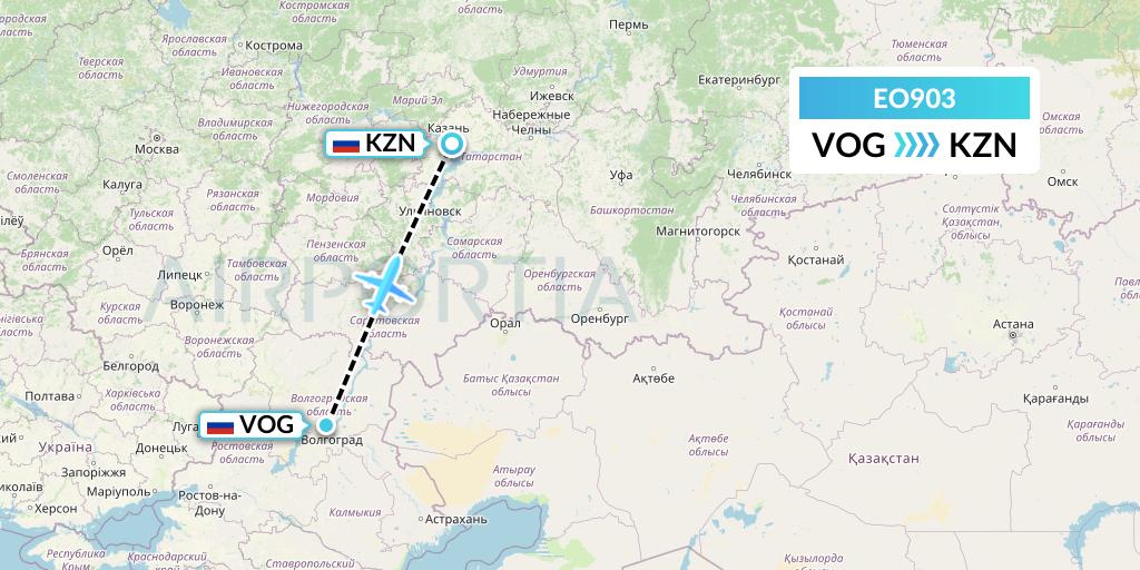 EO903 Pegas Fly Flight Map: Volgograd to Kazan