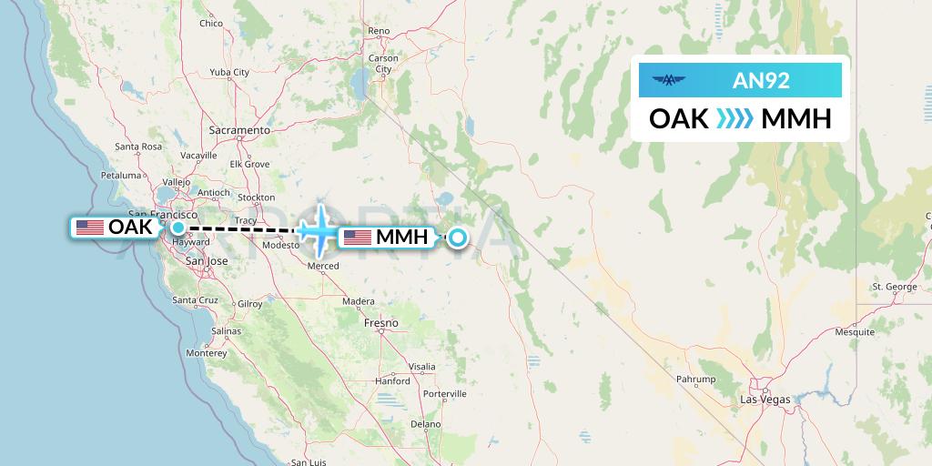 AN92 Advanced Air Flight Map: Oakland to Mammoth Lakes