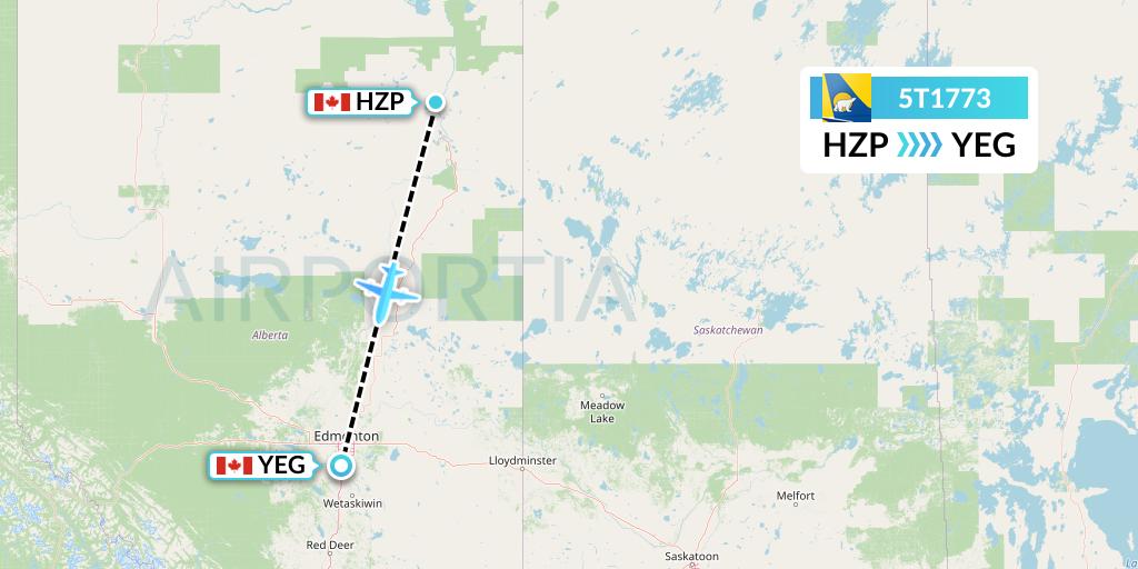 5T1773 Canadian North Flight Map: Fort MacKay to Edmonton