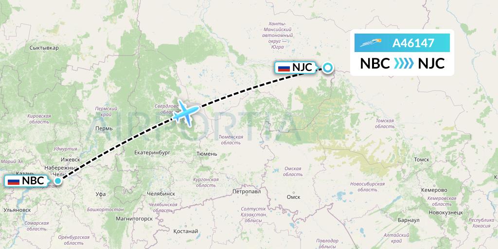 A46147 Azimuth Airlines Flight Map: Naberezhnye Chelny to Nizhnevartovsk