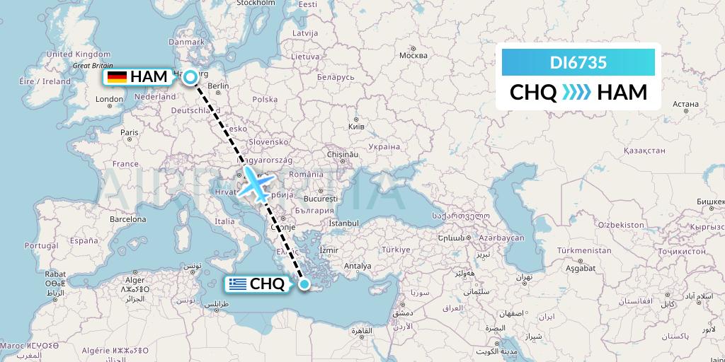 DI6735 Marabu Airlines Flight Map: Chania to Hamburg