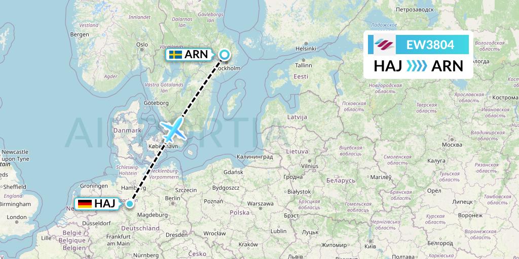 EW3804 Eurowings Flight Map: Hannover to Stockholm