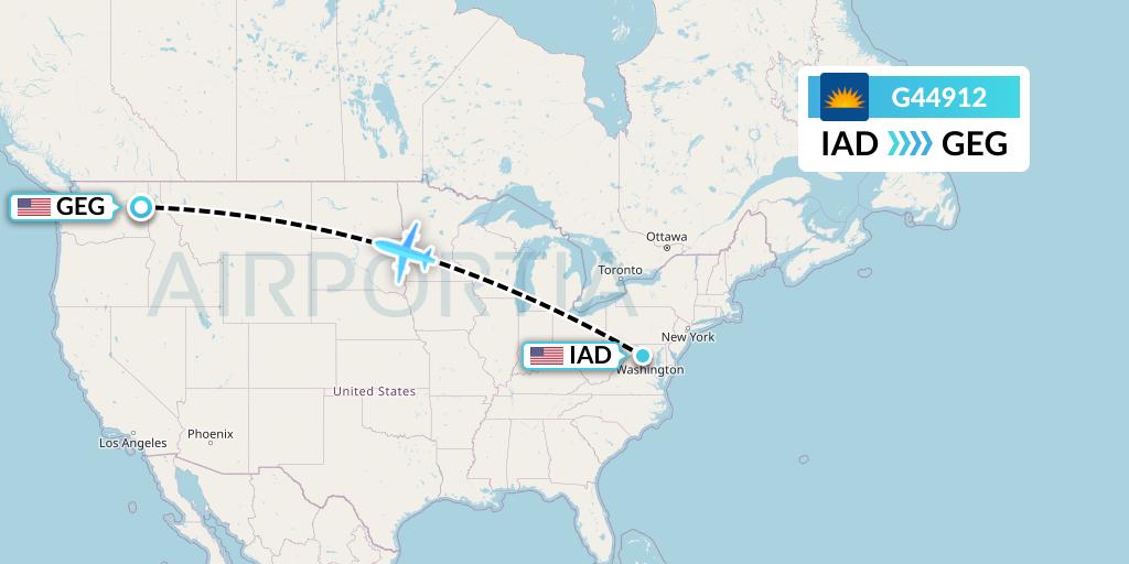 G44912 Allegiant Air Flight Map: Washington to Spokane