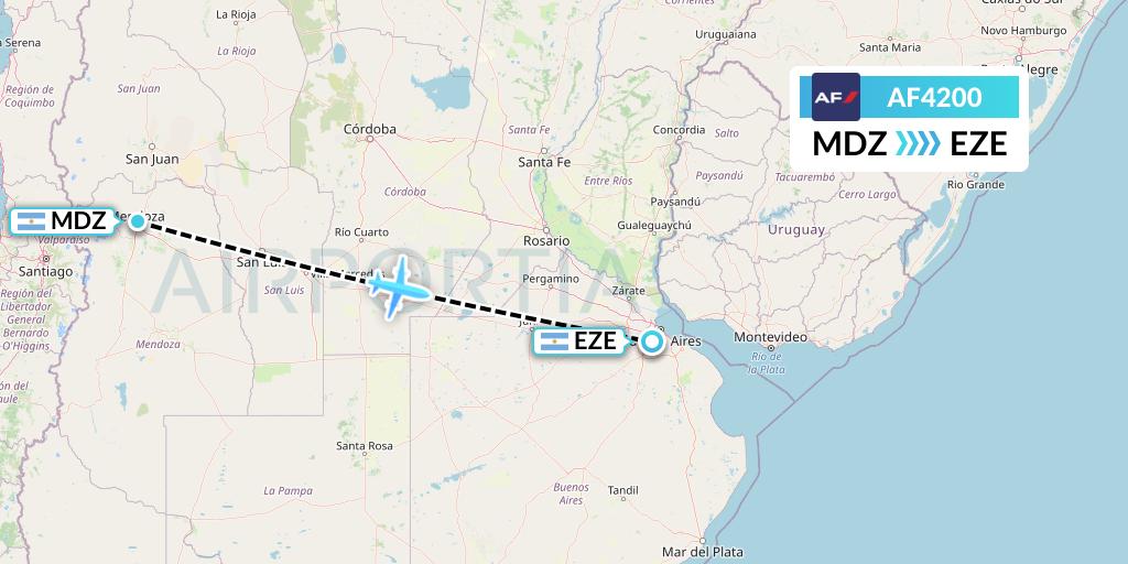 AF4200 Air France Flight Map: Mendoza to Buenos Aires