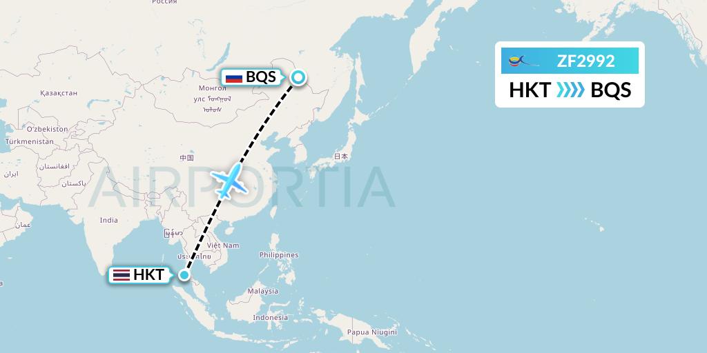 ZF2992 Azur Air Flight Map: Phuket to Blagoveshchensk