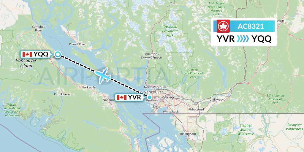 AC8321 Air Canada Flight Map: Vancouver to Comox