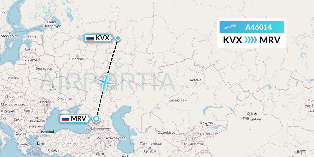 A46014 Azimuth Airlines Flight Map: Kirov to Mineralnye Vody