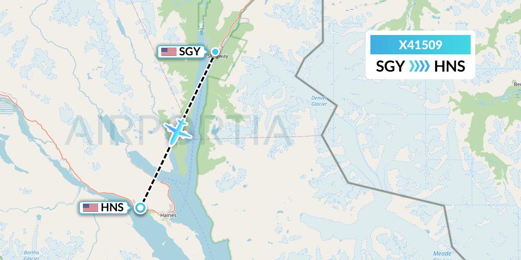 X41509 Air Excursions Flight Map: Skagway to Haines