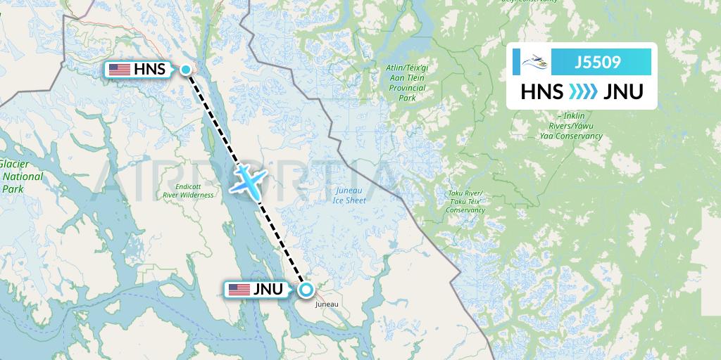 J5509 Alaska Seaplane Service Flight Map: Haines to Juneau