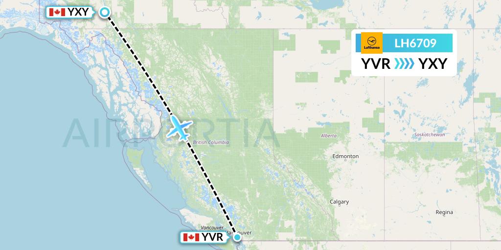 LH6709 Lufthansa Flight Map: Vancouver to Whitehorse