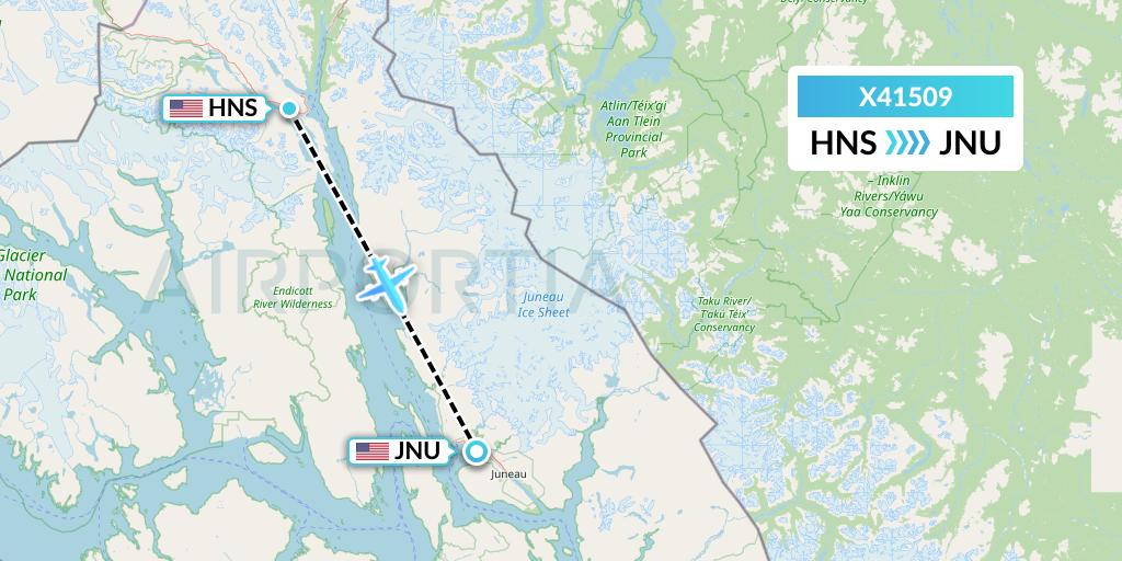 X41509 Air Excursions Flight Map: Haines to Juneau