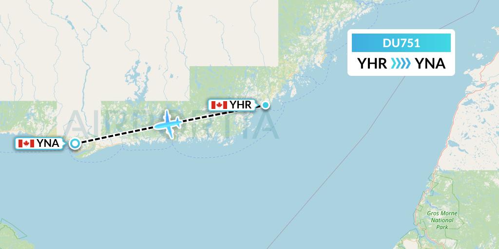 DU751 Sky Jet M.g. Inc Flight Map: Chevery to Natashquan