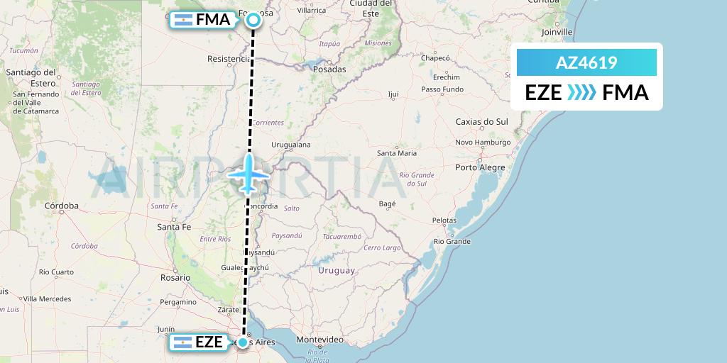 AZ4619 ITA Airways Flight Map: Buenos Aires to Formosa