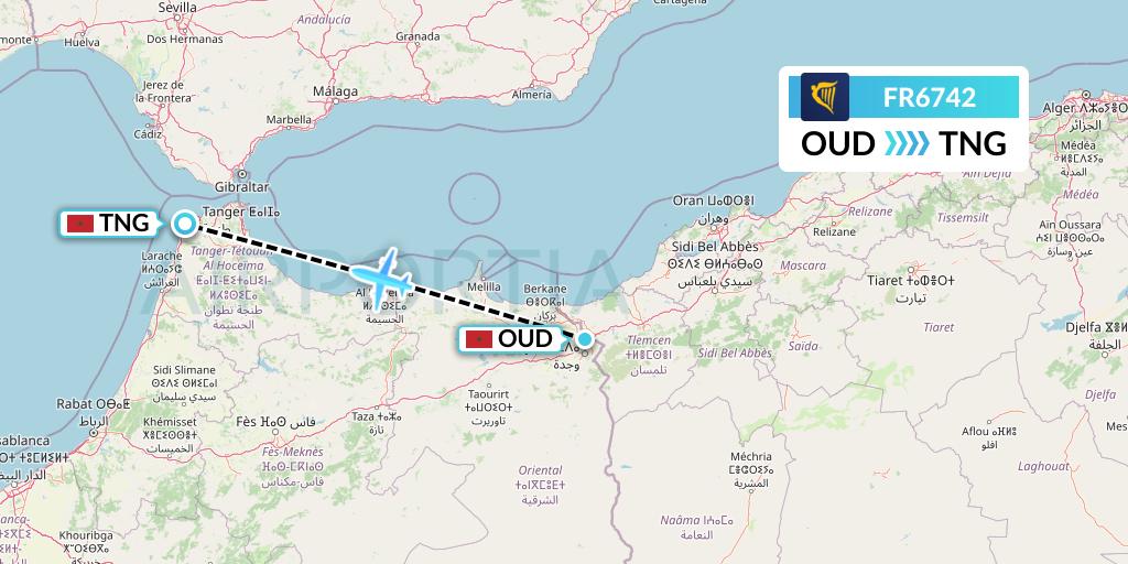 FR6742 Ryanair Flight Map: Oujda to Tangier