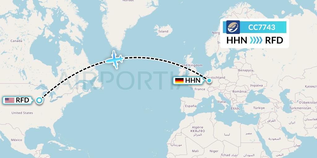 CC7743 CM Airlines Flight Map: Hahn to Chicago